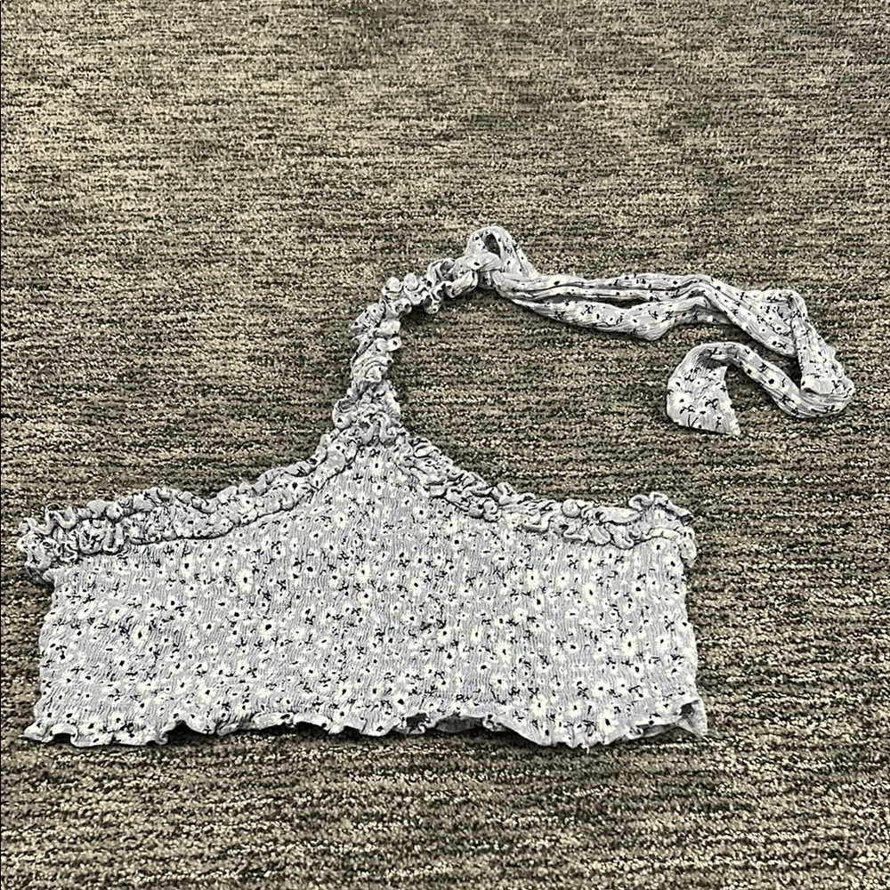 Floral Halter Smocked Crop Top